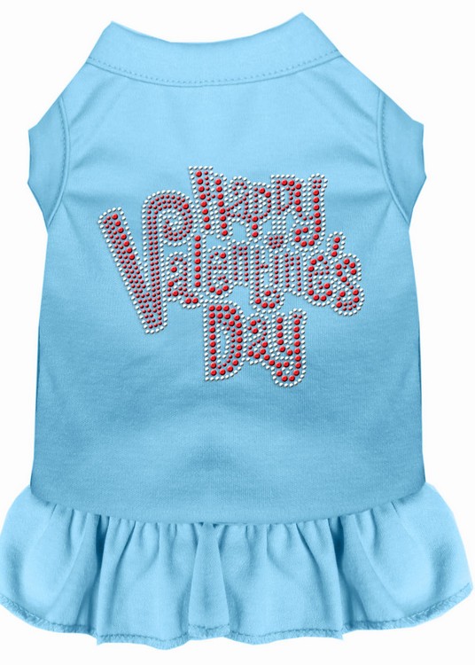 Happy Valentines Day Rhinestone Dress Baby Blue XXL